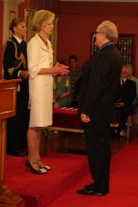 Colin Mackerras receiving the General Division of the Order of Australia, 2007